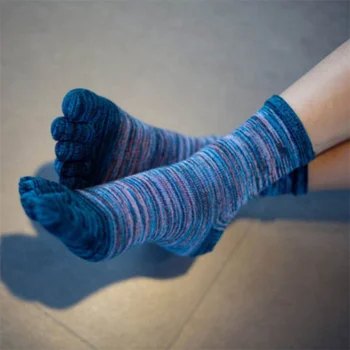 1Pair FiveToe גרביים אדם כותנה צבעוני חמש אצבעות, גרבי Meia Masculina מצחיק גרביים Sokken וינטג ' בסגנון הלאומי מאן גרב