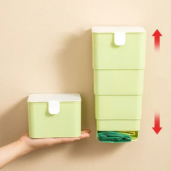 מתכוונן שקית זבל תיבת אחסון שקית פלסטיק אספן מיון תיבת תלייה על קיר מיכל אחסון אמבטיה מטבח ארגונית