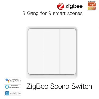 ZigBee 1/2/3Gang חכם זירת מתג ללחוץ על לחצן בשלט רחוק עבור מופעל באמצעות סוללה אוטומציה SmartLife תרחישים, תואם wi