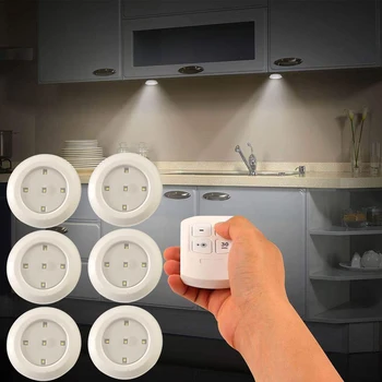1 יח ' סופר מבריק 5 LED תחת אור Cabinet שלט רחוק אלחוטי Dimmable מלתחה מנורת לילה הביתה בארון המטבח