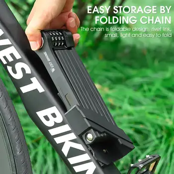 ווסט רכיבה על אופניים נייד שרשרת אופניים מנעול קומבינציה MTB אופניים מתקפלים המנעול.