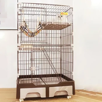 מודרני רשת ברזל החתול לכלוב בית מקורה סופר חלל גדול שלוש קומות חתול Supplie לנשימה גדר שירותים משולבים חתול הבית