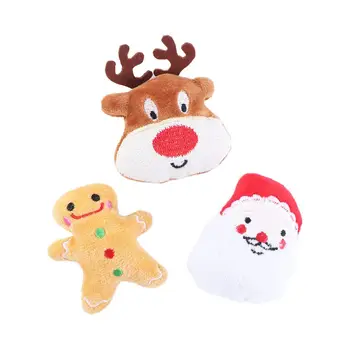 מחמד בקיעת שיניים רכה סנטה קלאוס אייל Man Gingerbread אינטראקטיבי מצחיק ChristmasToys נפית החתולים כריות ללעוס צעצוע חתול מנטה צעצועים