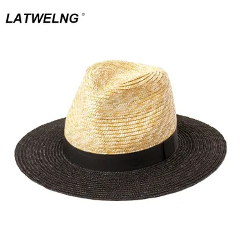 הסיטוניים אופנה Colorblock ג ' אז כובע לנשים אלגנטי נסיעות חיצונית השמש בצל הכובע חוף פנמה כובע קיץ פדורה כובעי קש