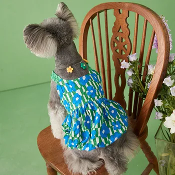 הכלב שמלות כלב בגדים עבור כלבים קטנים בחורה קיץ חתול חמוד בגדים פרחוניים השמלה יורקי צ ' יוואווה ילדה בתחפושת