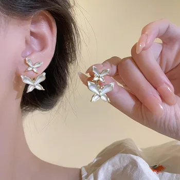 שיק צרפתי בסגנון אלגנטי פרפר Earings עבור נשים וינטאג', קוריאנית עגילים יפן תכשיטי אופנה לנשים מתנות