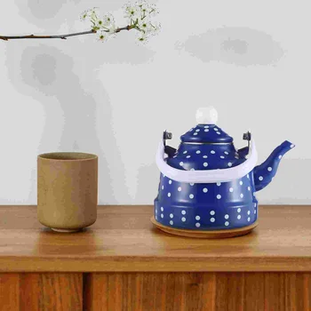 רטרו קומקום תה עתיקים בל סיר מטבח סירים אמייל קמפינג כיריים לבישול ספלי תה קר התגלגל פלדה הבית