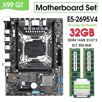 X99 GT לוח האם LGA2011-3 ערכת מעבד Xeon E5 2695 V4 מעבד 16*2=32GB DDR4 2133MHz זיכרון תמיכה E5 V3V4 CPU NVME M. 2 WIFI