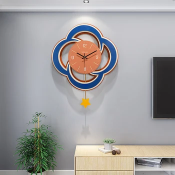 הסלון החדש שעון קיר סקנדינבי מודרני יצירתי שעוני קיר ברזל אילם תלוי Swingable קיר קישוט קישוט הבית