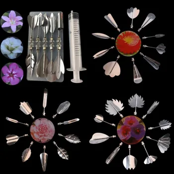 11pcs/סט נירוסטה פרחים עלים 3D ג 'לי-ארט-כלים פודינג-זרבובית עוגה מחטים ג' לטין כלים מטבח סיר עוגה כלי