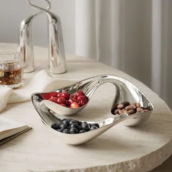 מודרני מעצב אמנות נירוסטה סדיר יעיל צלחת פירות מגש בסלון מלון שולחן קפה אחסון תפאורה, קישוט
