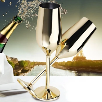 2Pcs/Set אל חלד מחוסמת כוסות שמפניה זהב מוברש החתונה מרימים כוסית שמפניה חליל לשתות כוס מסיבת נישואין יין