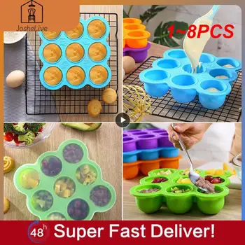 1~8PCS חורים לשימוש חוזר סיליקון מזון לתינוקות המקפיא מגש הירקות במקרר ביצה ביס עובש BPA חינם אחסון מזון לתינוקות מיכלי אחסון עם
