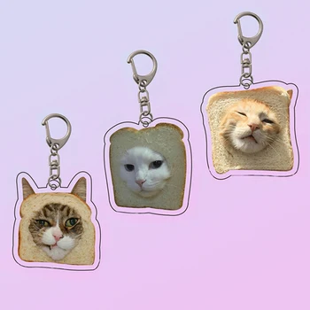 תוספות חמוד טוסט החתול מחזיק מפתחות Airpods Kawaii תרמיל תיק רוכסן קישוט תליון מצחיק, חתלתול מחזיק מפתחות המכונית צעצוע אקריליק