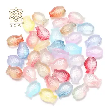 30PCs kaiwaii צורת דגים חרוזי זכוכית צבעים מעורבים Spacer חרוזים DIY תכשיטים יד הלחמה שרשרת צמיד אביזרים מתנות
