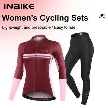 INBIKE אופני כביש ארוך שרוול רכיבה על אופניים ג 'רזי נשים חליפת רכיבה על אופניים ג' רזי האופניים מהר להר אופניים ג ' רזי רוכסן מלא עם כיס