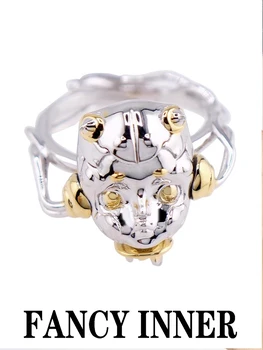 2023 בובה חדשה טבעת אצבע חמוד בציר פאנק Y2K עיצוב הפנים זהב, צבע כסף התנגשות מתכת טבעות לנשים תכשיטים