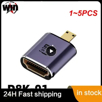 1~5PCS מיני זכר ל-HDMI תואם-2.1 נקבה מתאם הרחבת 360 מעלות בזווית בצורת U ממיר 4K 8K 60Hz