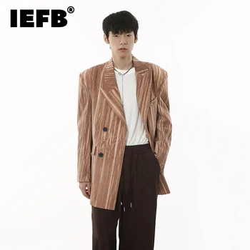 IEFB אלגנטי איש עם חליפה בגדים בסגנון קוריאני פרימיום פס ' קטים מקרית מגמה של גברים רופף מעיל Persoanlity פשוט העליון 9C2003