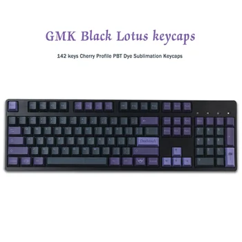 142 המפתחות GMK לוטוס שחור Keycaps דובדבן פרופיל PBT צבע סובלימציה מכני מקלדת Keycap עבור MX מתג 60/64/87/96/980/104