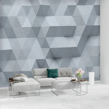 רטרו טפט 3D מוצק גיאומטריה משולש רוק גריי ציור ציור הקיר נייר מדבקה השינה יצירתי חדר לשנות את עיצוב הבית