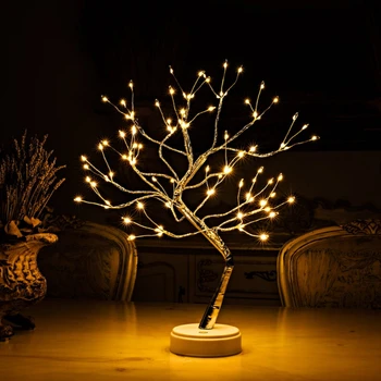 LED USB סוללה DIY מתנה מקורה מנצנצים לקישוט לשולחן אור Led עץ אור Led לילה אור מיני עץ חג המולד