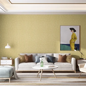 פשתן דפוס רגיל טפט חדר שינה סלון מלון מוצק צבע הטפט שאינם ארוגים ללמוד תה בחדר טפט תפאורה הביתה