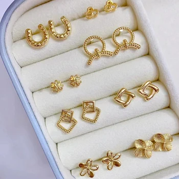 MIQIAO אמיתי 18K עגילי זהב לנשים טהור AU750 פשטות אופנה חדשה סגנון עגילים תכשיטים יפים מתנה לחברים.