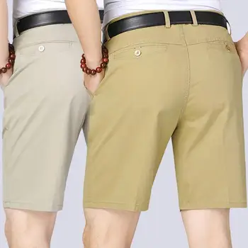 2023 קיץ 100% כותנה מכנסיים גברים באורך הברך Boardshorts קלאסי מותג בגדים נוחים קצרים חוף זכר מכנסיים קצרים
