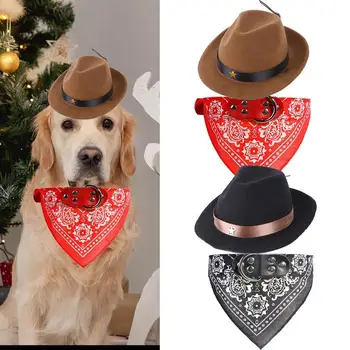 הכלב תחפושת של קאובוי בנדנה, צעיף, ווסט כובע בוקרים נוח נאה 2 מצחיק Cosplay כל העונה חמוד אספקת אביזרים