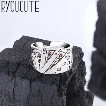RYOUCUTE קוריאנית פשוט קסם פוקר הטבעת לנשים בוהו מסיבת האצבע טבעות פאנק הגותי תכשיטים מתנות