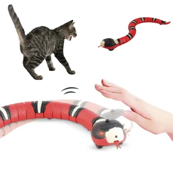 חכם חש אינטראקטיבי לחתול צעצועים אוטומטי Eletronic נחש חתול Teasering לשחק נטענת USB חתלתול צעצועים לחתולים, כלבים מחמד