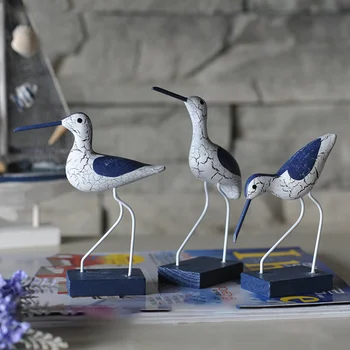3 יח ' בסגנון ים תיכוני עץ עופות ים קישוט ציפורי פיסול קישוטים הביתה Devoration (מעורב)
