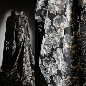 בציר תלת מימדי הסינית אקארד בד מרקם שמלת ז ' קט, מעצב בגדים בדים