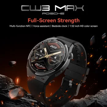 CW3 מקס שעון חכם גברים זהב אולטרה מצפן NFC טמפרטורת הגוף, הקול העוזרת סירי 9 משחק Bluetooth שיחה הרציף Smartwatch