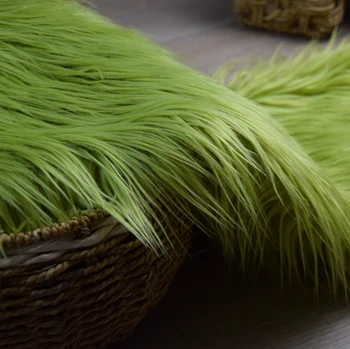 ירוק 7 סנטימטר ארוך קטיפה מזויף צמר פרווה בד מעיל האפוד הבמה Cosplay DIY היילוד צילום