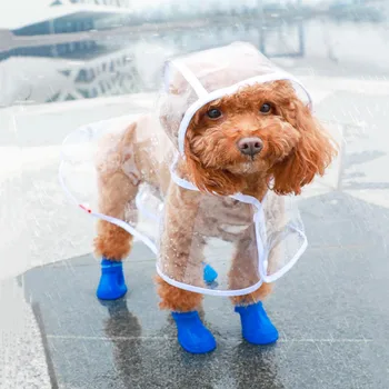 ברור מחמד מעיל גשם מעיל עמיד למים ללטף את המעיל Samll בינוני כלבים טדי שיבה הכלב פונצ ' ו חיצונית הליכה מחמד בגדים