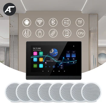WiFi Bluetooth מגבר אנדרואיד קיר לוח קולנוע ביתי, מערכת סאונד סטריאו עם 8 אינץ תקרה רמקול עבור מלון