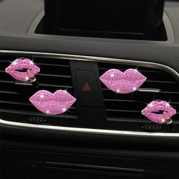 4 חתיכות בלינג קריסטל השפתיים שפתונים פתח קליפ המכונית מטהר אוויר בושם ארומטי ניחוח מפזר רכב אביזרים