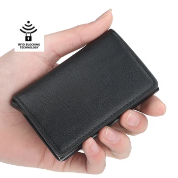 אופנה זהות בעל כרטיס האשראי בארנק מותג גברים נגד Rfid חסימת מוגן קסם עור Slim Mini כסף קטן ארנק תיק