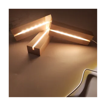 עץ אורות LED תצוגה בסיס עמוד אור לוחית בסיס אור חמים מלבן 3D DIY לילה אור בסיס שרף אמנות האור