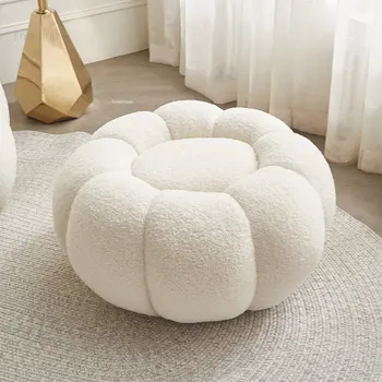 נורדי יצירתי נמוך כיסאות מודרניים כבש קטיפה ספות הסלון רהיטים סיבוב אחד צואה בסלון ספה בצד הדום
